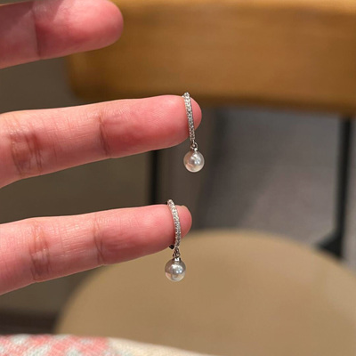 法式复古镶钻珍珠耳环2026新款