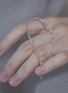 极细闪耀香槟色施家水晶手链女款