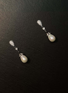 法式宫廷风仿珍珠水滴流苏耳环2025新款高级感耳钉女小众独特耳饰