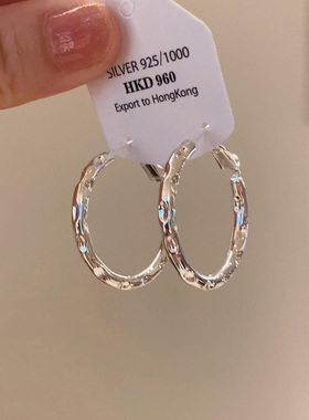 韩系简约不规则肌理感素圈耳环高级感轻奢小众气质圈圈耳圈耳扣女