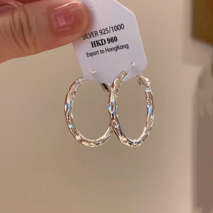 韩系简约不规则肌理感素圈耳环高级感轻奢小众气质圈圈耳圈耳扣女