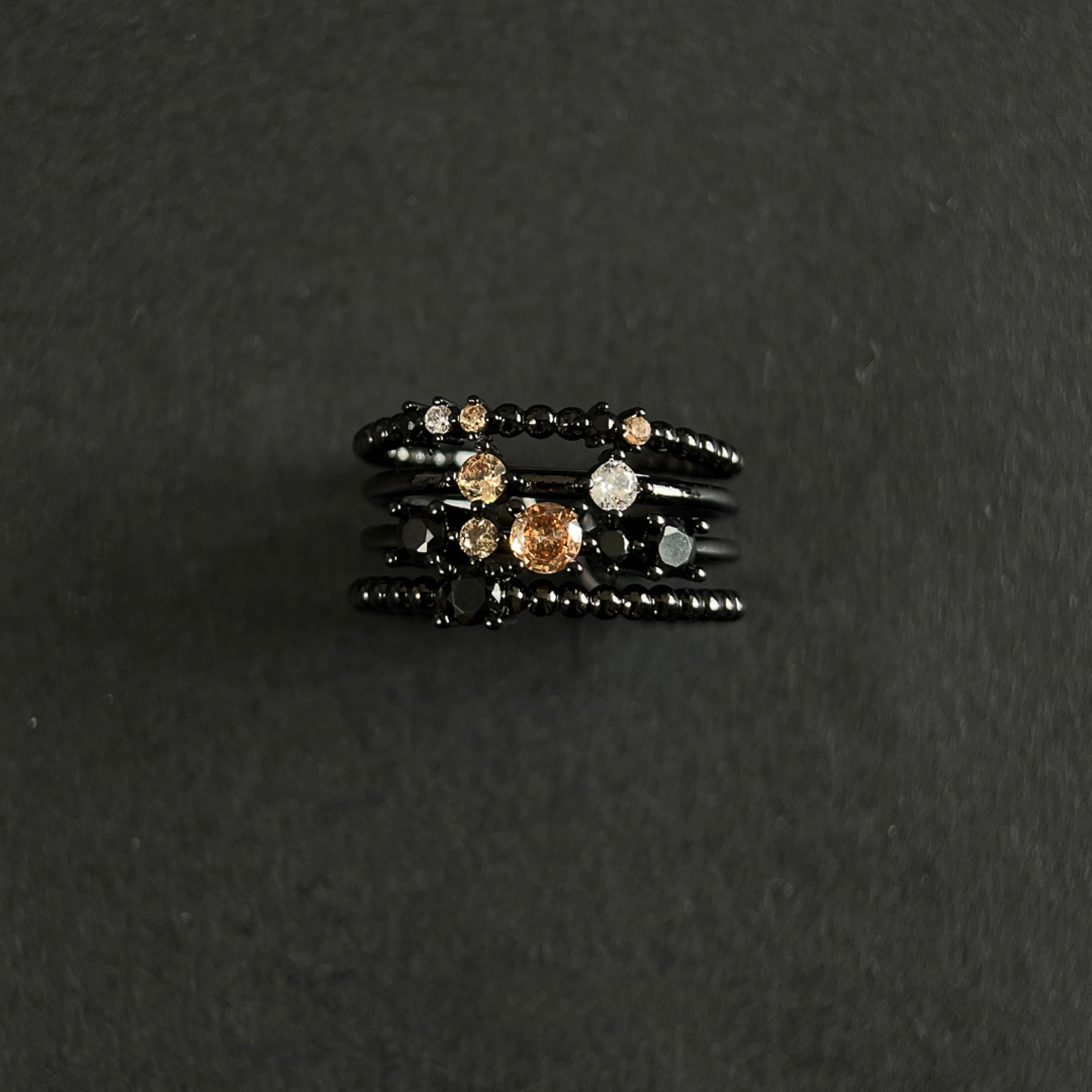 多层环绕闪钻戒指小众设计食指戒