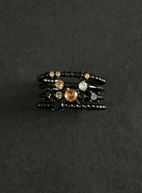 多层环绕闪钻戒指小众设计食指戒