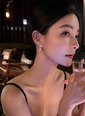 S925银清冷感悬浮双钻耳钉2025新款爆款高级感轻奢小众气质耳环女