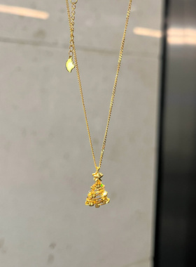 金色圣诞树星星项链女款2025新款