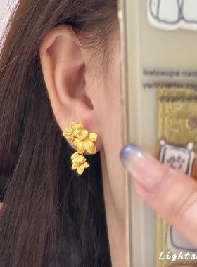 小众独特金色花朵流苏耳环轻奢高级感秋冬气质耳钉2025年新款爆款