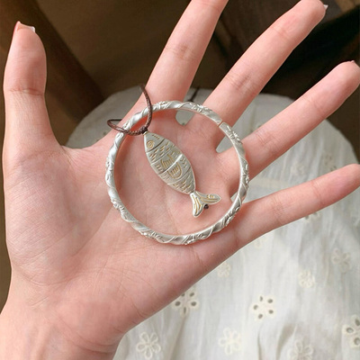 拼接小鱼吊坠项链轻奢高级感气质