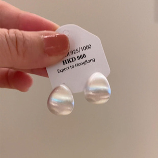 简约银色拉丝水滴耳钉2025新款 高级感轻奢小众独特气质耳环女 爆款