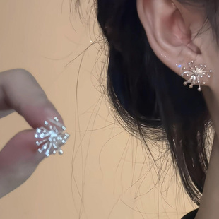 清冷感银色烟花耳钉2025新款 高级感轻奢小众独特气质简约耳环 爆款