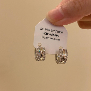 微镶仿锆石镂空双层圈圈耳扣耳环高级感轻奢小众独特气质秋冬耳饰