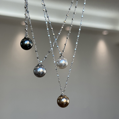 S925银珍珠吊坠项链2025新款爆款