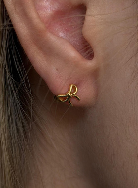 韩系简约迷你蝴蝶结耳扣女小众设计感独特气质耳饰轻奢高级感耳饰