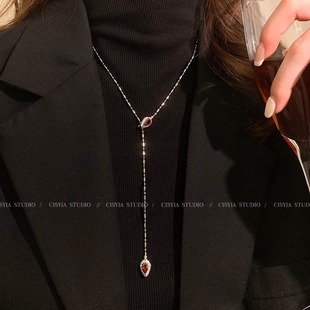 毛衣链轻奢高级感锁骨链 长款 蛇年本命年红色小蛇项链女款 2025新款