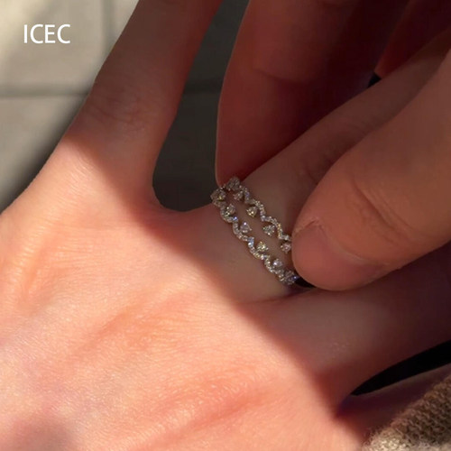 S925银超闪蕾丝戒指女轻奢高级感