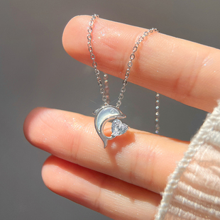 925纯银海豚爱心项链女夏轻奢小众精致高级感锁骨链2026新款爆款