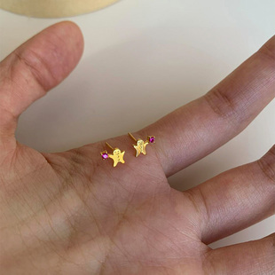 姜饼人耳钉女小众设计感精致小巧简约气质耳环2025新款 高级感 爆款