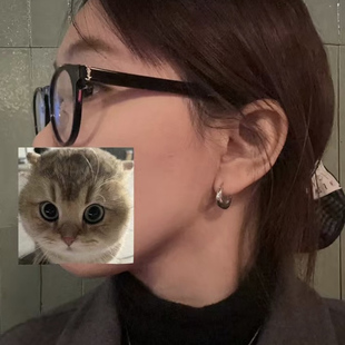 S925银水滴素圈耳环2025新款 高级感轻奢简约气质小众圆圈耳扣 爆款