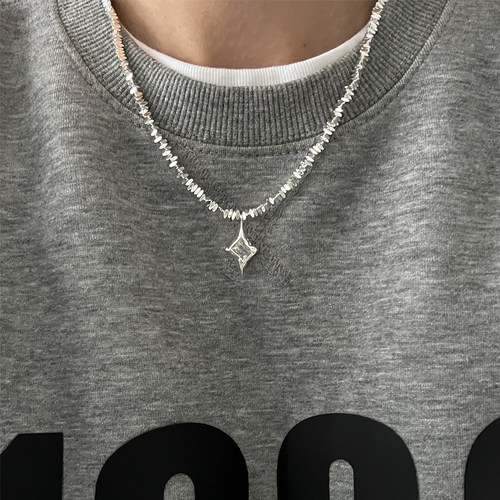 碎银子四芒星项链女款2025新款