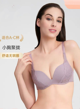 D23-黛-小胸显大聚拢无钢圈无痕3/4杯女士内衣文胸-E003919