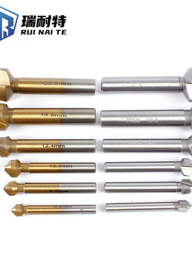 三刃倒角器6pc高速钢石膏板倒角器镀钛90度木工倒角器钻头