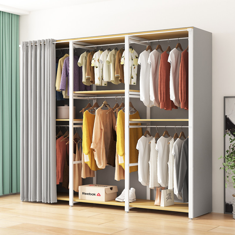 7T衣柜家用卧室出租房用全钢架加粗加厚简易衣柜小户型衣帽间