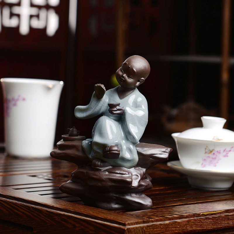 茶宠摆件品茶小和尚茶玩手工可养茶具茶道茶叶零配佛像仿哥窑