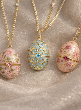 欧美跨境新品粉韵彩色项链轻奢可开合设计母亲节送礼小众项链