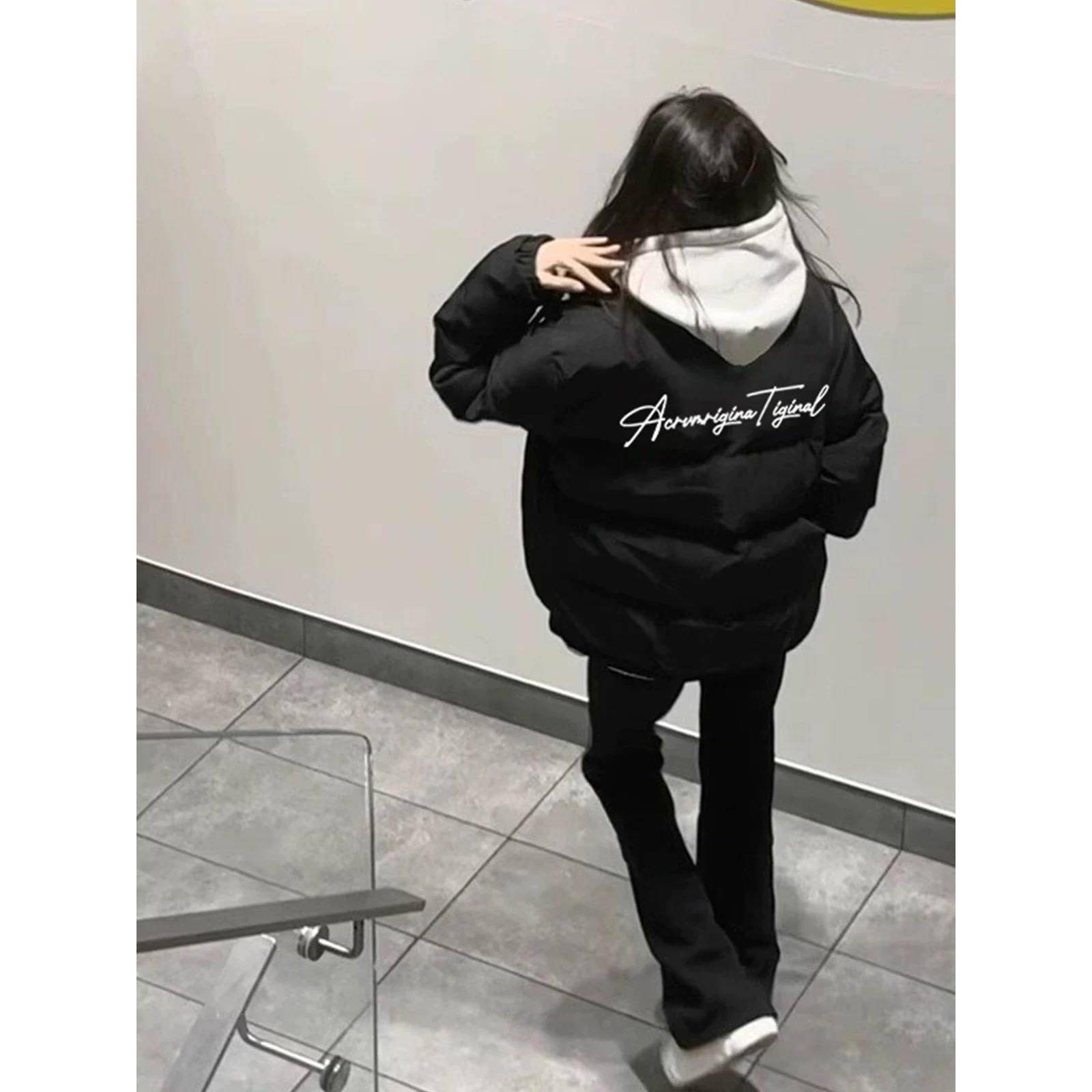 黑色羽绒棉服少女大童冬季2025新款初中高中学生加厚保暖棉衣外套