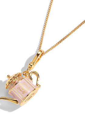 青岛外贸饰品珐琅彩釉字母皇冠可打开紫色小茶壶吊坠项链挂件配饰