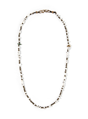 =silvarie=SUNKU39 日本美式复古做旧黄铜珠子拼白纹石项链眼镜链