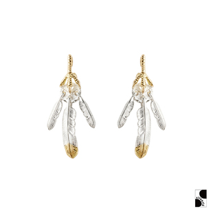 =silvarie=GOD 日本制印第安三点吊金鹰爪先金羽毛纯银吊坠 SUNS