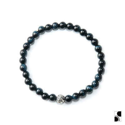 LONEONES蓝虎眼石手串银珠手链