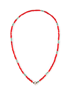 =silvarie=SUNKU39 日本制复古红色琉璃珠松石贝壳层次感日系项链