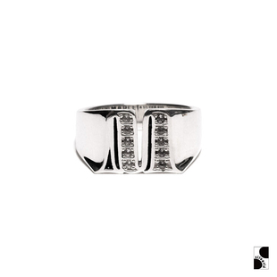 =silvarie=MAPLE 简约感配饰 M字造型镶嵌托帕石纯银戒指男女