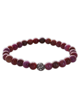 =silvarie=LONE ONES 美国潮流6mm红宝石浮雕巢图腾银珠手串手链