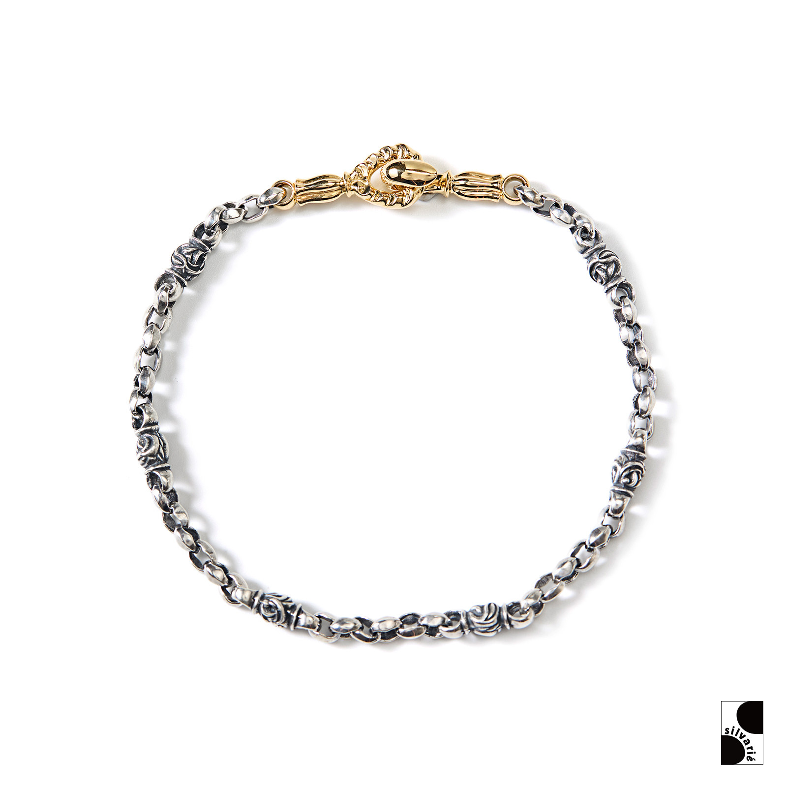=silvarie=LONE ONES 美国 Mini Silk Eagle 18K金钩扣 纯银手链