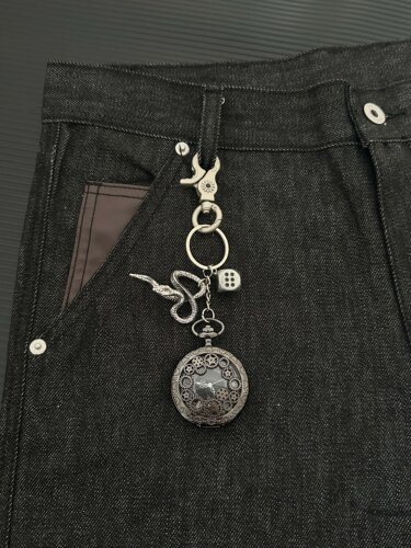 JUSSING中古蝰蛇怀表时钟vintage腰间挂饰金属骰子质感穿搭单品