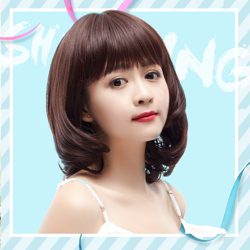 时尚假发女短发蓬松梨花头内扣空气齐刘海锁骨发中短发型自然逼真