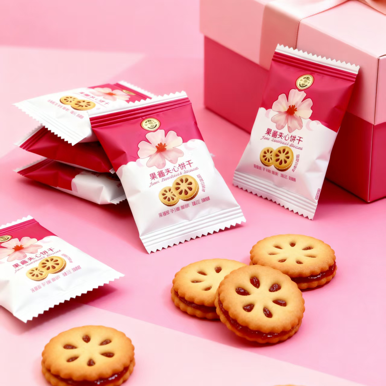 徐福记蓝莓果酱夹心饼干散装喜饼