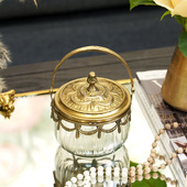 费灵家居进口黄铜提篮式 复古奢华储物罐糖果罐茶罐摆件 收纳罐欧式