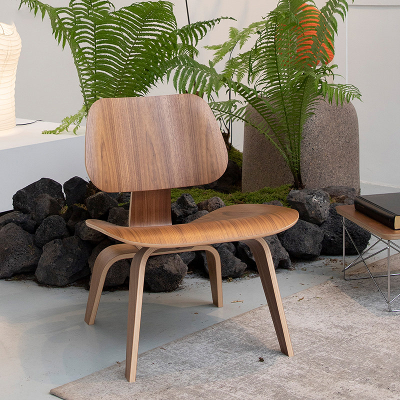 herman miller eames伊姆斯钢管休闲椅实木单椅会客定制