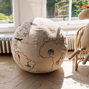 Ferm Living World 刺绣星球坐墩儿童懒人沙发凳脚踏可拆洗矮凳