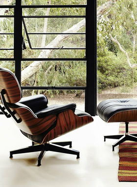 赫曼米勒Herman Miller Eames伊姆斯躺椅含脚蹬胡桃木 高背