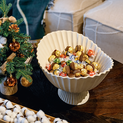 丹麦Ferm LIVING  Fountain 陶瓷花盆创意摆件客厅高脚水果盘