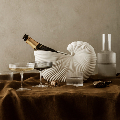 Ferm Living shell 陶瓷花瓶摆件白色贝壳花盆桌面鲜花插花器客厅