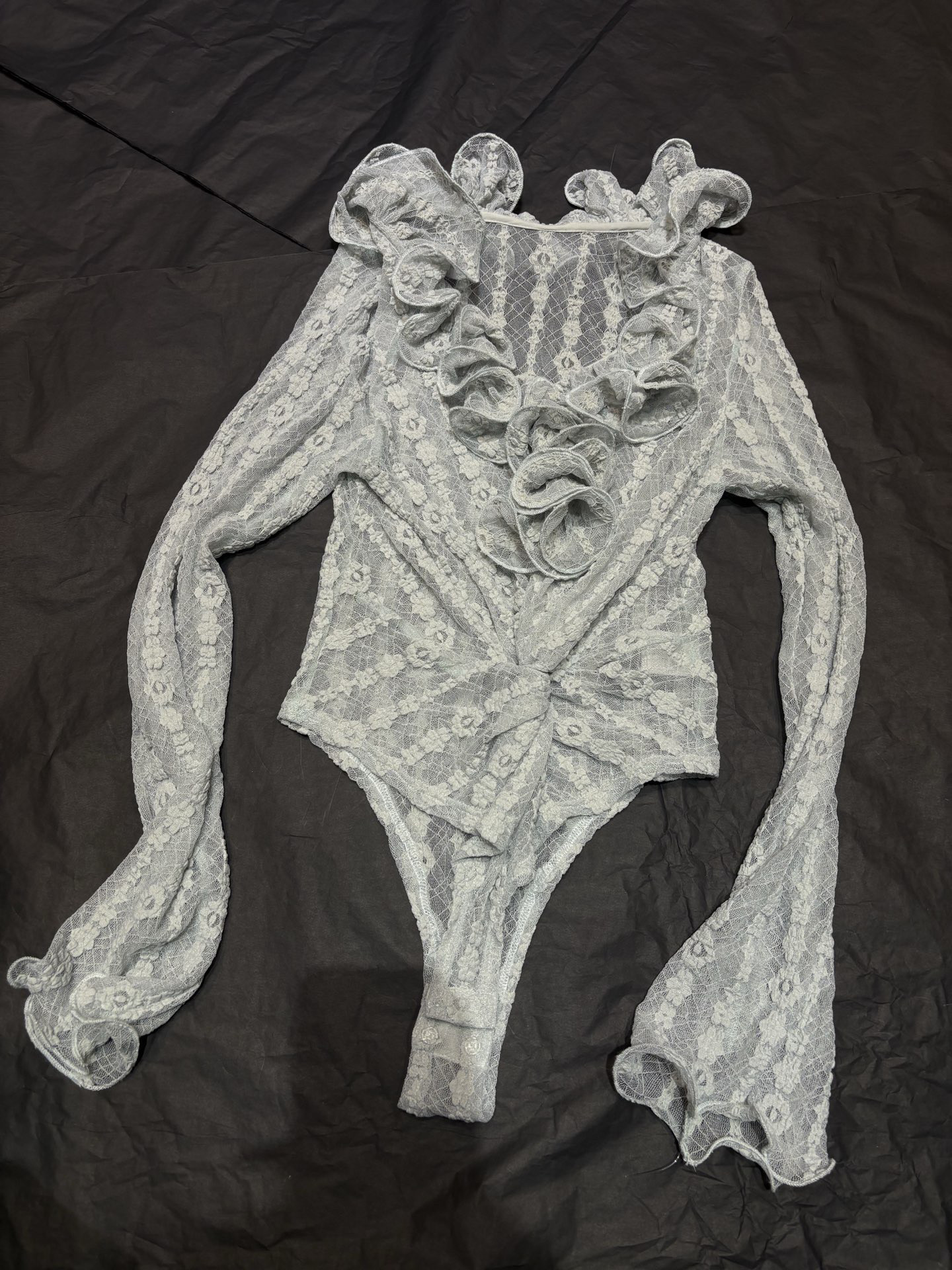 26ss早春新品V领长袖蕾丝低礼服定制/加工