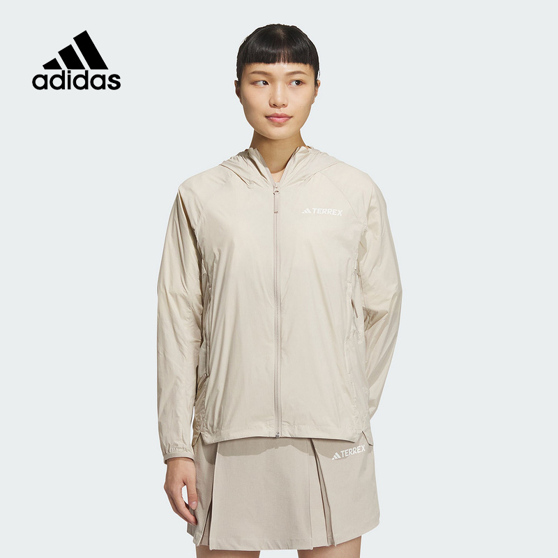 阿迪达斯外套女TERREX户外防风跑步休闲运动连帽皮肤衣夹克IS0278
