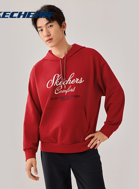 Skechers斯凯奇26春新款男女针织红色连帽套头卫衣 L126U020/03LC