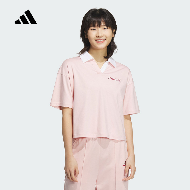 adidas阿迪达斯2025夏女凉感纯棉运动休闲短袖翻领POLO衫 JZ1584