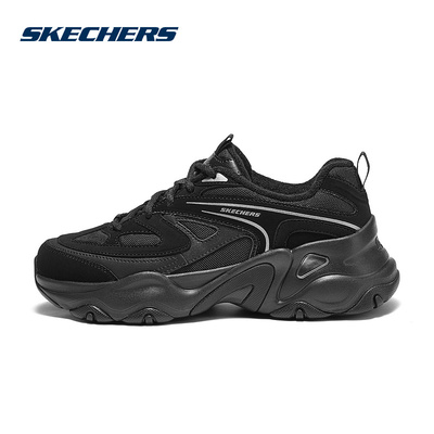 SKECHERS斯凯奇2024冬季女款休闲鞋厚底低帮减震运动鞋150522-BBK